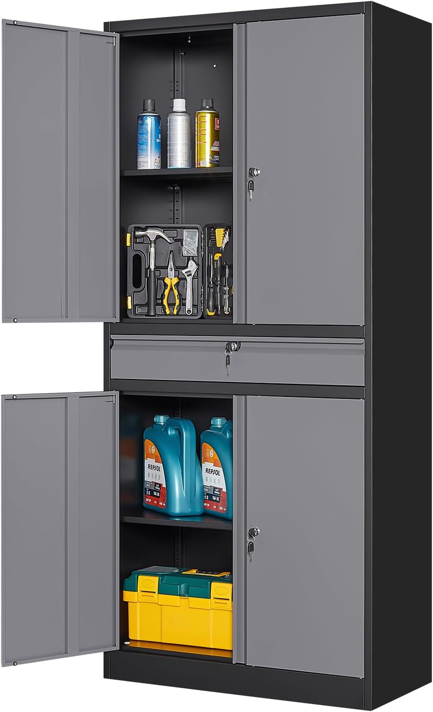 Office Storage Cabinet - Armario de Almacenamiento Metálico para Garaje,