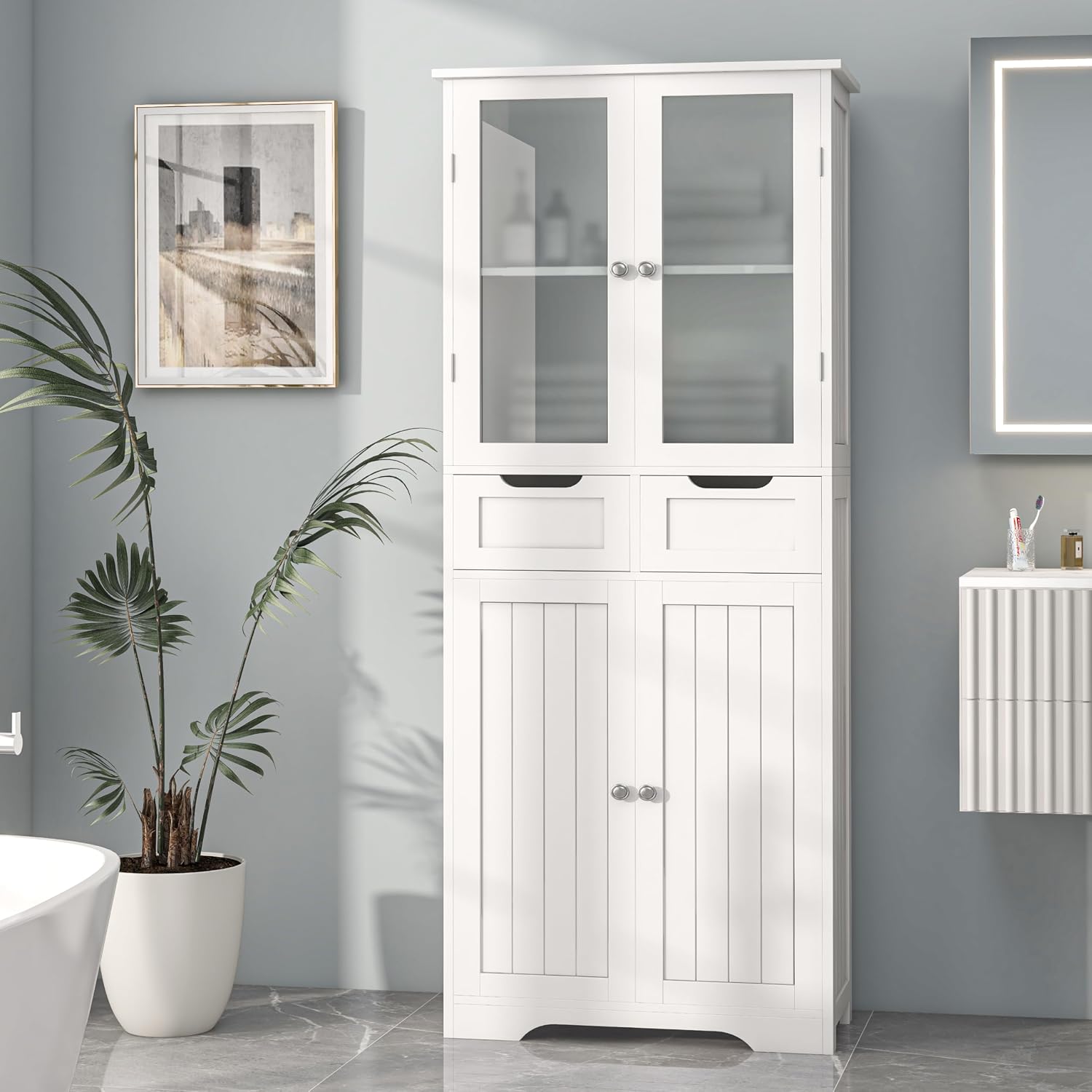 Office Storage Cabinet - Armario de Baño Alto Independiente con