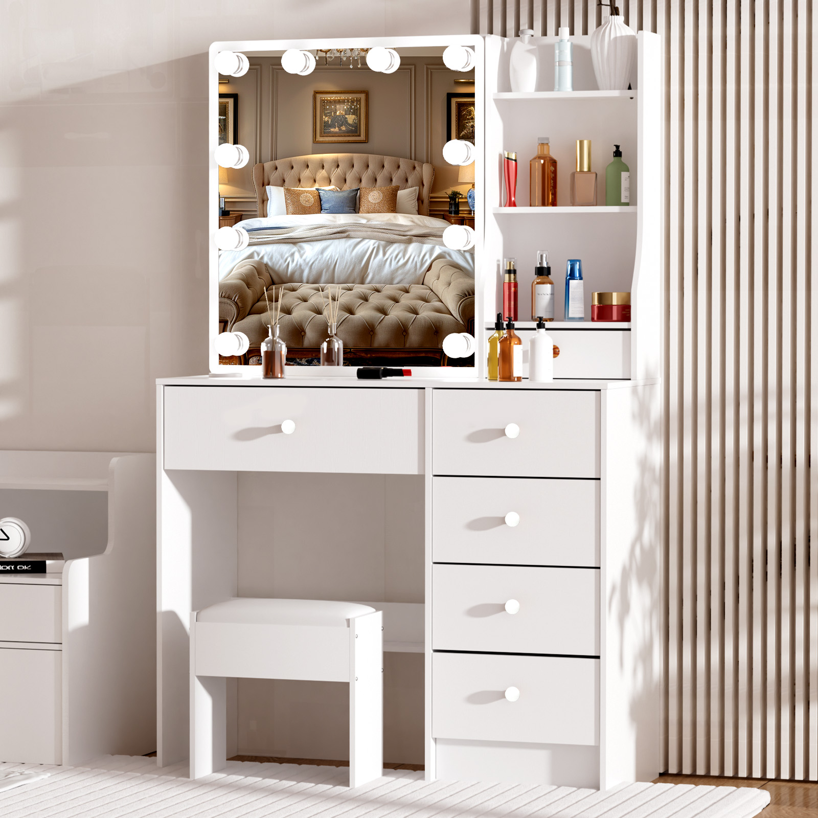 Moderno Tocador Blanco con Esp - Office Furniture Okc reseña y precio