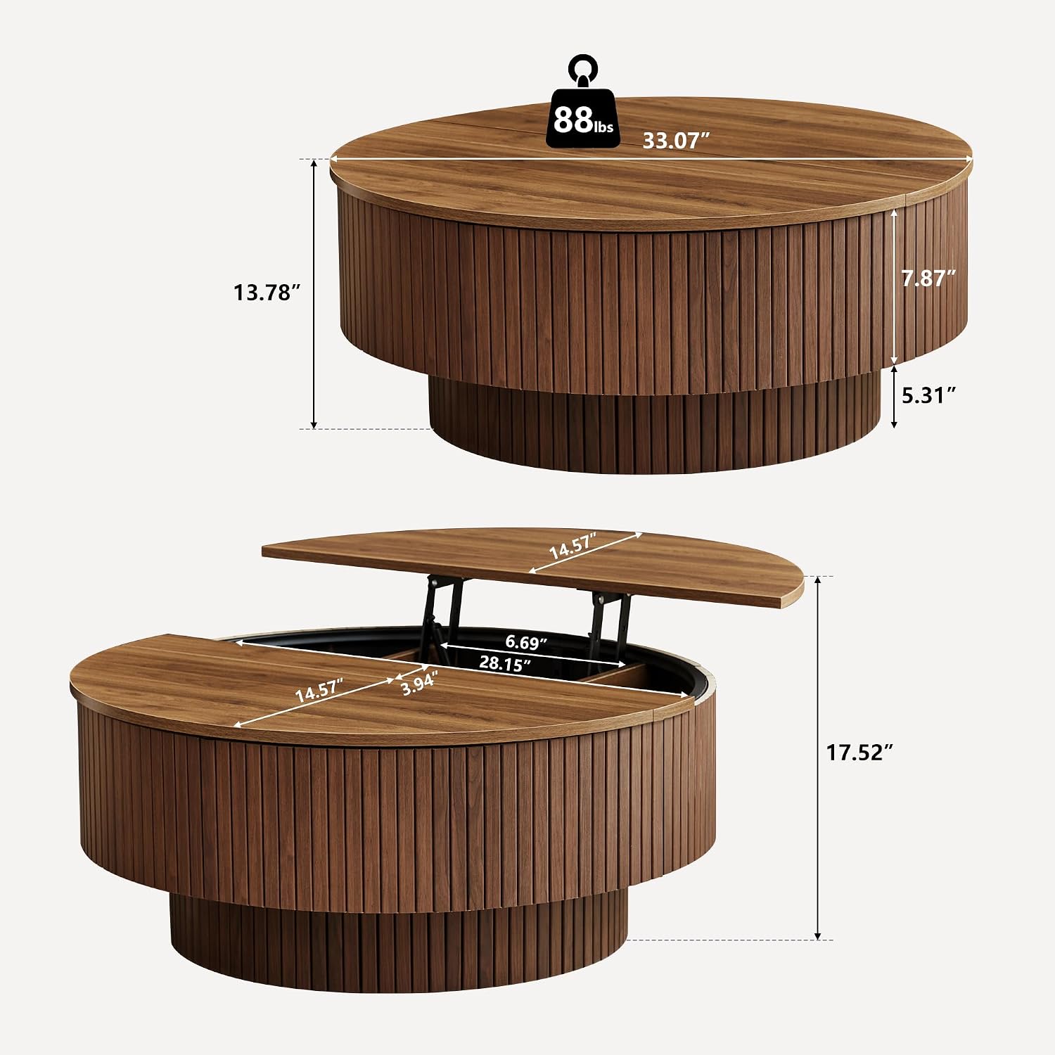 Mesa de centro redonda de 33 p - Office Furniture Ideas reseña y precio